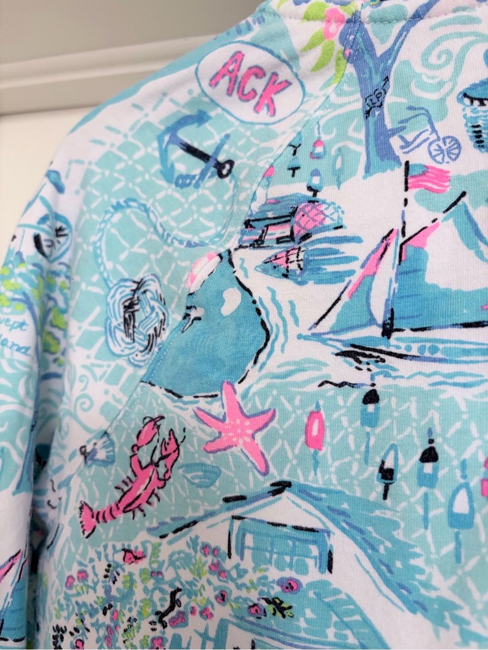 Lilly Pulitzer Nantucket Nautical Print Quarter-Zip Pullover - Picture 7 of 9